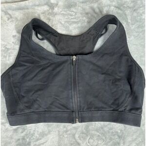 Rainbeau Sports Bra Women 18/20 Black Zip Front Strappy Racerback 24466RB Active